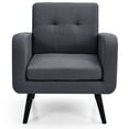 thumbnail image 5 of Topbuy Modern Upholstered Accent Chair Linen Fabric Single Sofa with Rubber Wood Legs Grey, 5 of 6