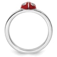 thumbnail image 2 of Auriga Fine Jewelry 925 Sterling Silver with 14K Red /Black Enamel Ladybug w/Diamond Ring for Women Size 9, 2 of 6