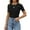 Black, variant on YOGAFOX Women's Short Sleeve Crewneck Summer Tee Shirt Ribbed Knit Slim Basic Solid Tops(Almond-M)