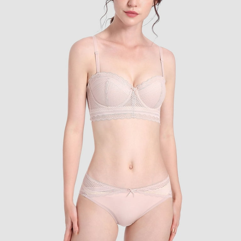 Hesxuno Womens Sexy Ultra-Thin High Beauty Lace Underwear Two-Piece Set 