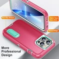thumbnail image 3 of SaniMore for iPhone 14 Pro 6.1" 2022 Hybird Case, Rugged PC Back Shockproof TPU Shell Metal Hidden Kicksatnd Drop Resistant Anti-slip Heavy Duty Protective Case for iPhone 14 Pro 6.1", Rose+Mint, 3 of 8