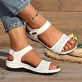 thumbnail image 4 of Eltusu Women's Flat Sandals, Casual Open Toe Soft Bottom Ankle Strap Summer Shoes White Size 7, 4 of 7