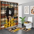 thumbnail image 1 of FMSHPON Boho Sunflower Girl 4 Piece Bathroom Set Shower Curtain Bath Rug Contour Mat and Toilet Lid Cover, 1 of 8