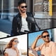 thumbnail image 4 of Gafas de sol polarizadas con marco negro y láminas de color azul hielo para hombres y mujeres, gafas de conducción clásicas anti-UV, gafas de sol con diseño retro de los años 80, 4 of 5