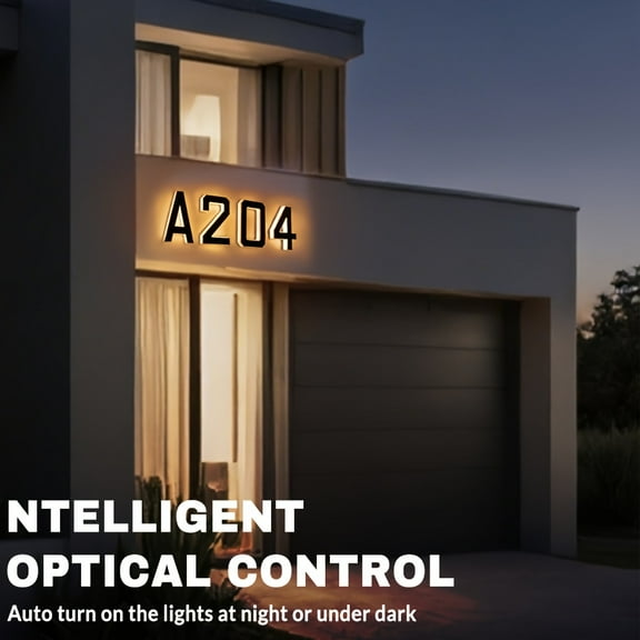 9-Inch Large Backlit Solar House Number, Glowing Home Address Number, Lighting House Sign, Smart Light Sensor, Modern Personalized Address Number, Garden Courtyard Decorative Accessory.