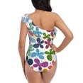 thumbnail image 6 of Yiaed Colorful Butterflies Print Women One Piece Swimsuits Tummy Control One Shoulder Bathing Suits Pattern Ruffle Swimwear-XX-Large, 6 of 8