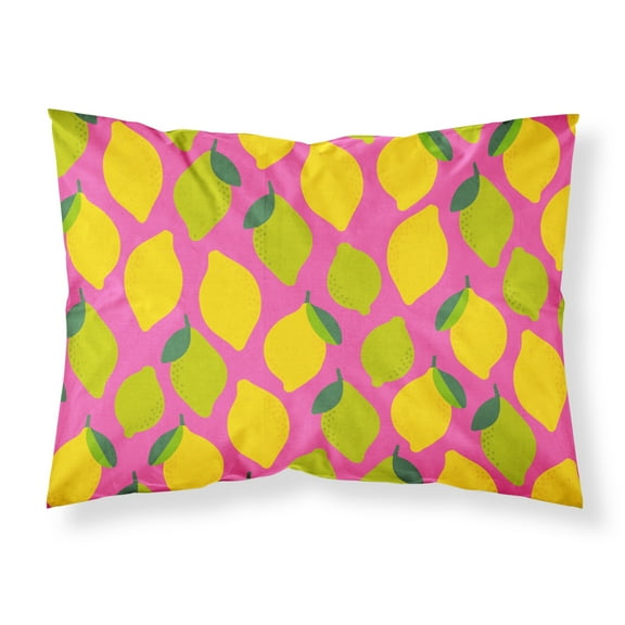 Carolines Treasures BB5143PILLOWCASE Lemons and Limes on Pink Fabric Standard Pillowcase Standard multicolor