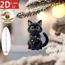 Taicans Cute Black Cat Christmas Ornament Animal Ornaments - Shatterproof,2D Cartoon Design for Tree/Halloween/Winter Decor