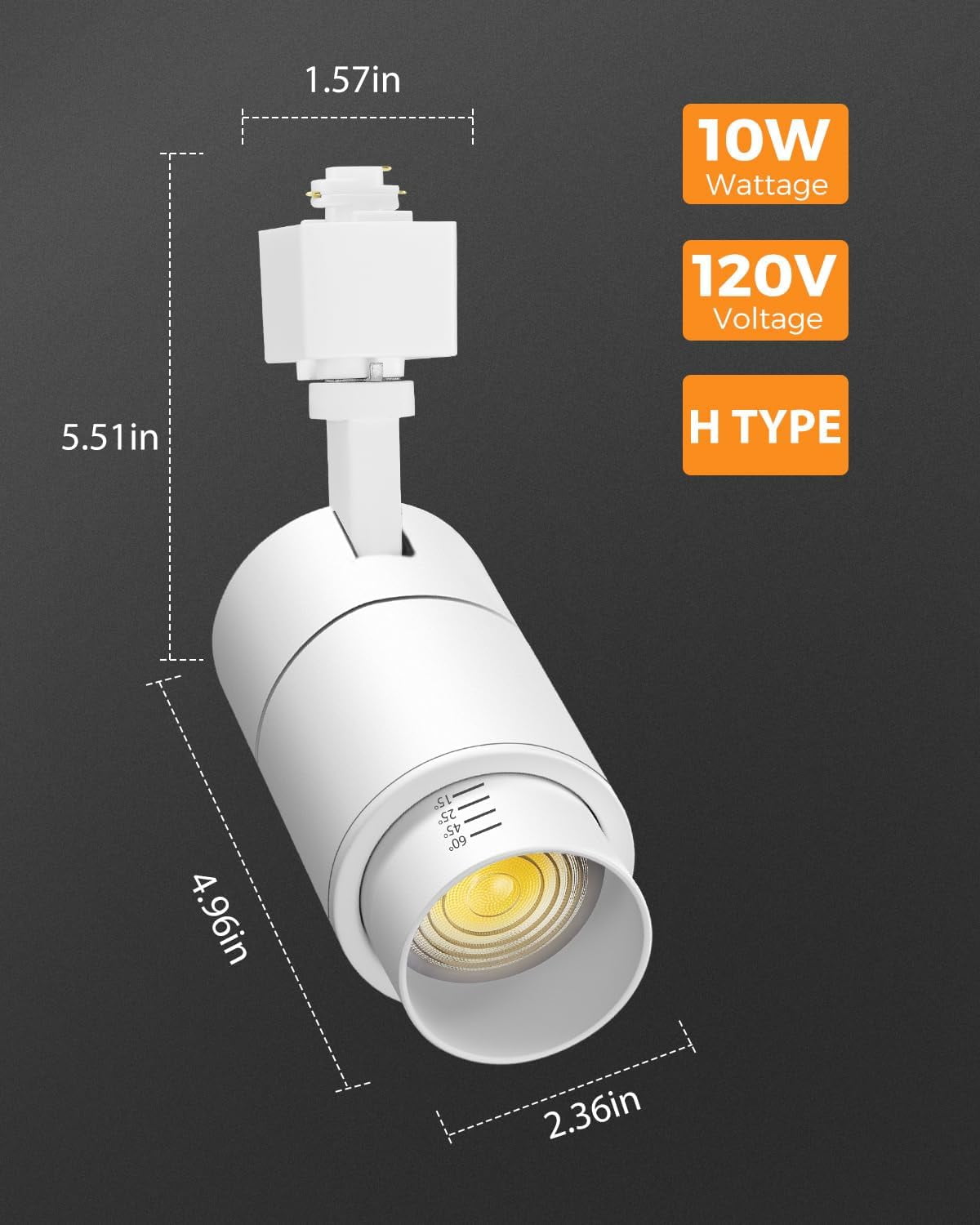 VANoopee 3-Color Zoomable 10W LED Track Lighting Heads H Type Track Light Heads Dimmable Bright Ceiling Spotlight Fixtures Accent Art, 3000K 4000K 5000K Adjustable, CRI90+ 15°-60° 1000lm White 4 Pack