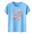 thumbnail image 4 of Camiseta de Manga Corta de Cuello Redondo con Patrones de Corazón de Moda de las Mujeres para Diario, Fiesta, Primavera Y Verano, 4 of 5