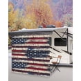 thumbnail image 5 of 4th of July RV Awning Sun Shade Screen 9'X7' Vintage American Flag Mesh Sunscreen Patriotic Red White Blue Stripes Awning Shade Screen with Zipper UV Blocker Completed Kits for RV Motorhome Camper, 5 of 7