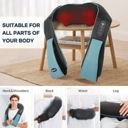MARNUR Neck and Shoulder Massager with Heat, 3D Deep Tissue Kneading Shiatsu Massager, Blue