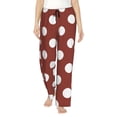 thumbnail image 1 of Balery Maroon And White Polka Dot Pantalones de pijama para mujer, pijamas ultraligeros, pantalones de estar por casa-Large, 1 of 6