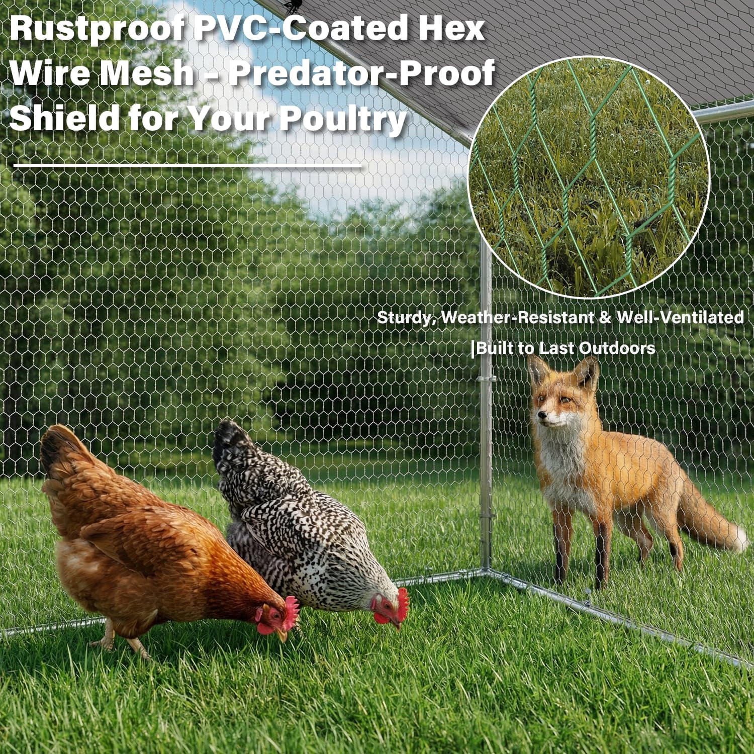 Vitesse Large Metal Chicken Coop, Walk-in Wire Hen Coop for Small