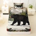 thumbnail image 3 of Manfei Winter Bear Twin Sheets,Wild Woodland Print Bedding,Green,3pcs,1 Fitted Sheet and 1 Pillowcase, 3 of 6