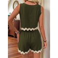 thumbnail image 4 of Womens 2 Piece Vacation Outfits Lounge Sets Casual Cropped Tank Tops Shorts Matching Set Green S, 4 of 6