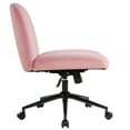 thumbnail image 4 of IWMH Ergonomic Armless Task Office Chair with Wheels, Cross Legged Wide Seat Desk Chair, Pink Velvet Upholstered Swivel Vanity Chair, for All Ages, 4 of 10