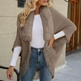 thumbnail image 5 of Hfyihgf Women Faux Fur Collar Shawl Wraps Batwing Sleeve Open Front Poncho Cardigan Cloak Coat Knitted Winter Warm Tassels Sweater Capes(Khaki,Free Size), 5 of 5