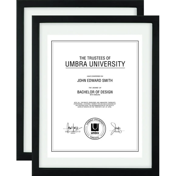 Umbra Document Frame (2-Pack)- 11x14 Picture Frame, Floating Frame for Displaying 8-1/2x11â or 11x14â Document, Diploma, Certificate, Photo or Artwork, Black