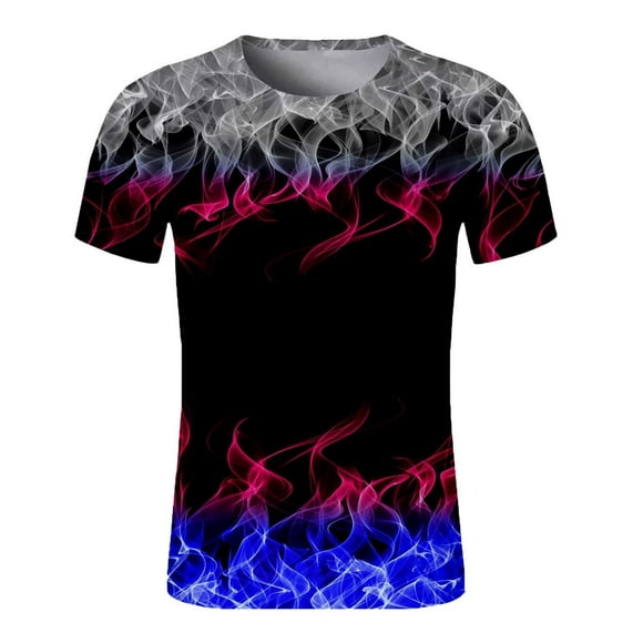 RXIRUCGD Tops Men Casual Mens Hommes Col Rond 3D Impression Numérique Pull Sport Manches Courtes T Shirt Blouse T Shirt