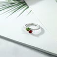 thumbnail image 3 of Gem Stone King 925 Sterling Silver Green Tourmaline and Red Created Ruby Bypass Ring for Women (0.74 Cttw, Gemstone October Birthstone, Round 4MM, Available in Size 5, 6, 7, 8, 9), 3 of 4