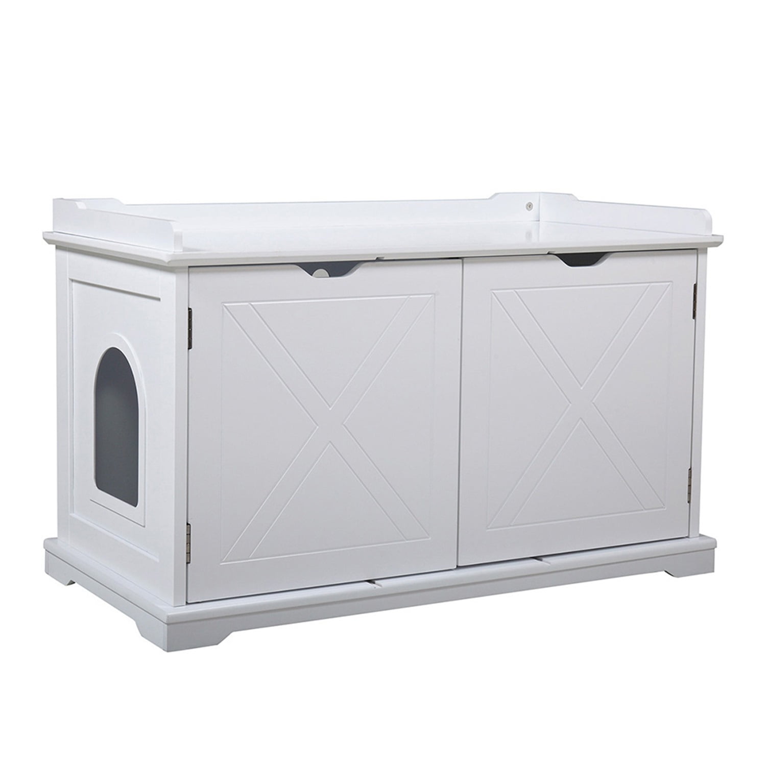Pefilos 37" Enclosed Litter Box Enclosure Furniture Hidden Cabinet,Cat Washroom Bench,Litter House Cover,Dog Proof Cat Feeding Station Table for Large Cat House Kitten Kitty, White Pefilos 37" Enclosed Litter Box Enclosure Furniture Hidden Cabinet,Cat Washroom Bench,Litter House Cover,Dog Proof Cat Feeding Station Table for Large Cat House Kitten Kitty, White