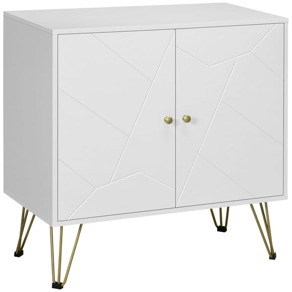 HOMCOM Storage Cabinet with Double Doors Freestanding Accent Cabinet White