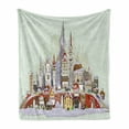 thumbnail image 1 of Christmas Soft Flannel Fleece Blanket, Noel in the City Xmas Background Yule Holiday Traditional Winter Scenery, Cozy Plush for Indoor and Outdoor Use, 50" x 70", Pale Green Lavender, by Ambesonne, 1 of 6