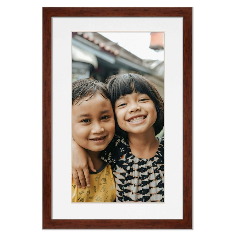 5.5x8.5 Frame Walnut With White Picture Mat For 5.5x8.5 Photo