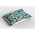 thumbnail image 2 of Ambesonne Geometric Pillow Sham 2 Pack, Zig Zag Mosaic, 26"x20", Turquoise Grey Black, 2 of 3