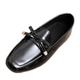 thumbnail image 2 of BXSRUTA Women's Plus Size Bow Slip-on Loafers Soft Leather Round Toe Comfort Casual Shoes, 2 of 8