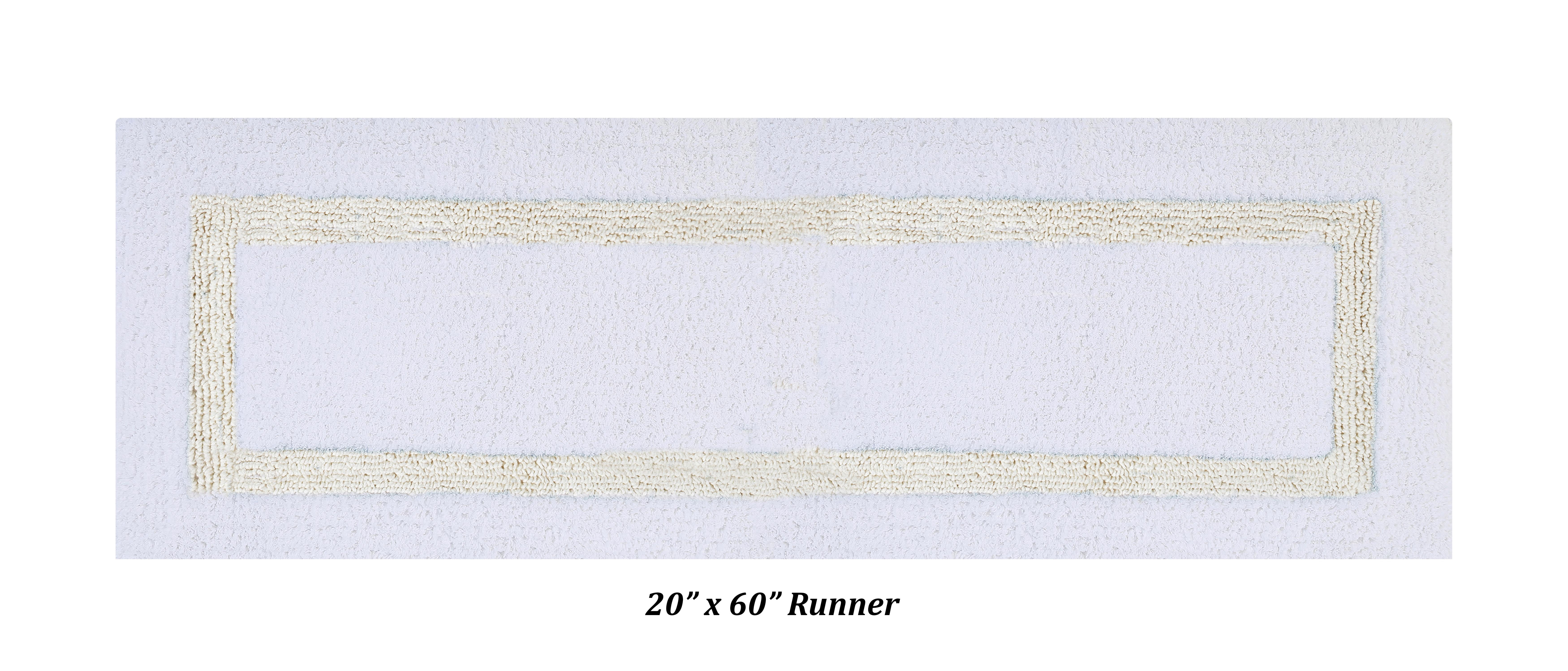 Better Trends 4 Piece Bathroom Rugs Set 100% Cotton Bath Rug Soft, Water Absorbent, Reversible, Machine Washable for Bathroom Decor Toilet Base Contour And Runner Mat Hotel Collection - White/Ivory