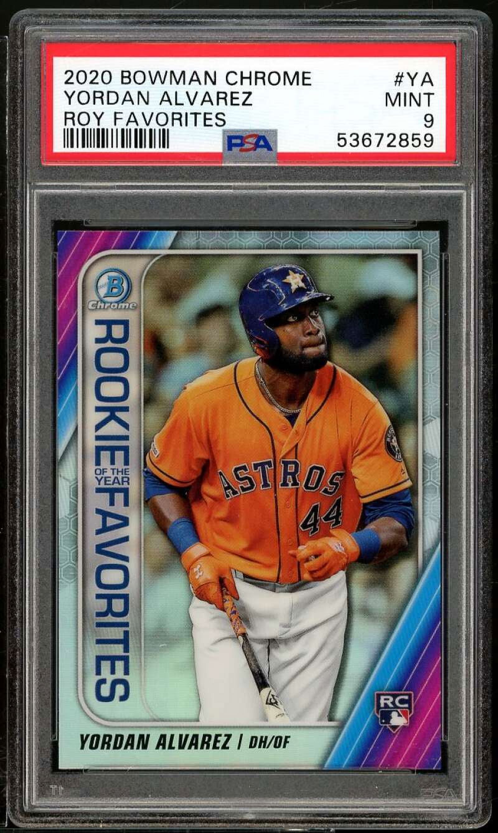 Yordan Alvarez Rookie Card 2020 Bowman Chrome ROY Favorites #YA PSA 9