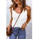 thumbnail image 2 of ABPHQTO Camiseta sin mangas con cuello en U de punto gofrado liso blanco para mujer, 2 of 5
