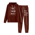 thumbnail image 2 of Ladies' Solid Color Hooded Sweatshirt & Pants Set - Lined, Pocket Design for Winter Comfort, 2 of 3