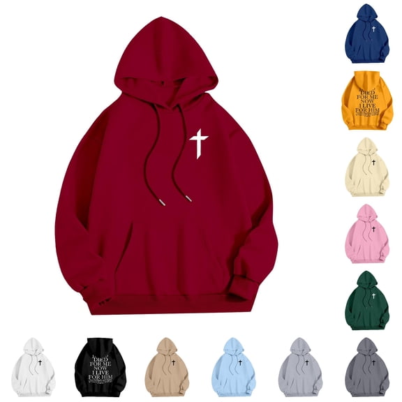 NinXxx Women's Hoodie with Hood Casual Pullover Everyday Sweatshirt Red M