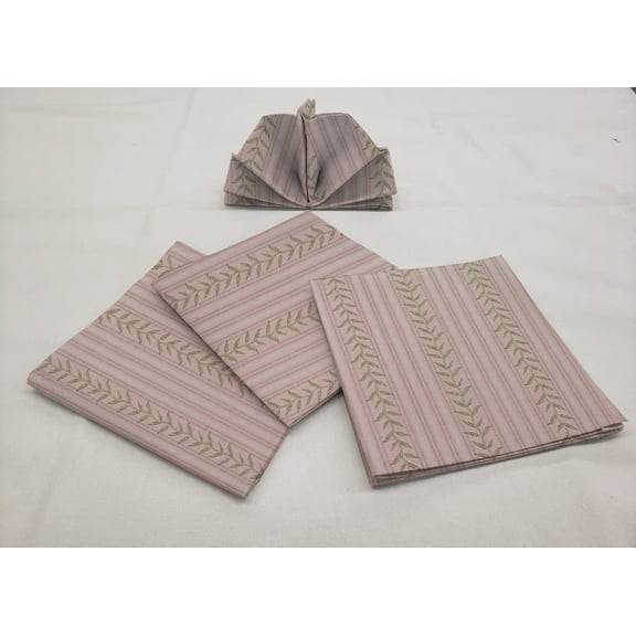 Striped Vines Cloth Napkins by Penny's Needful Things (Set of 4) (Pink)