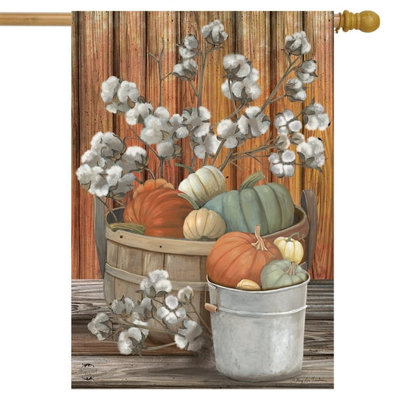 Briarwood Lane Pumpkins and Willows Autumn House Flag