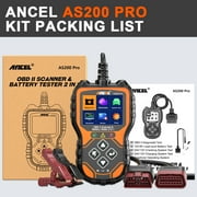 Ancel As200 Pro 2 في 1 Obd2 الماسح الضوئي + اختبار البطارية، فحص قارئ رمز المحرك أدوات تشخيص السيارات، تعزيز Obd Ii رمز القارئ 12 V بطارية السيارات اختبار الحمل