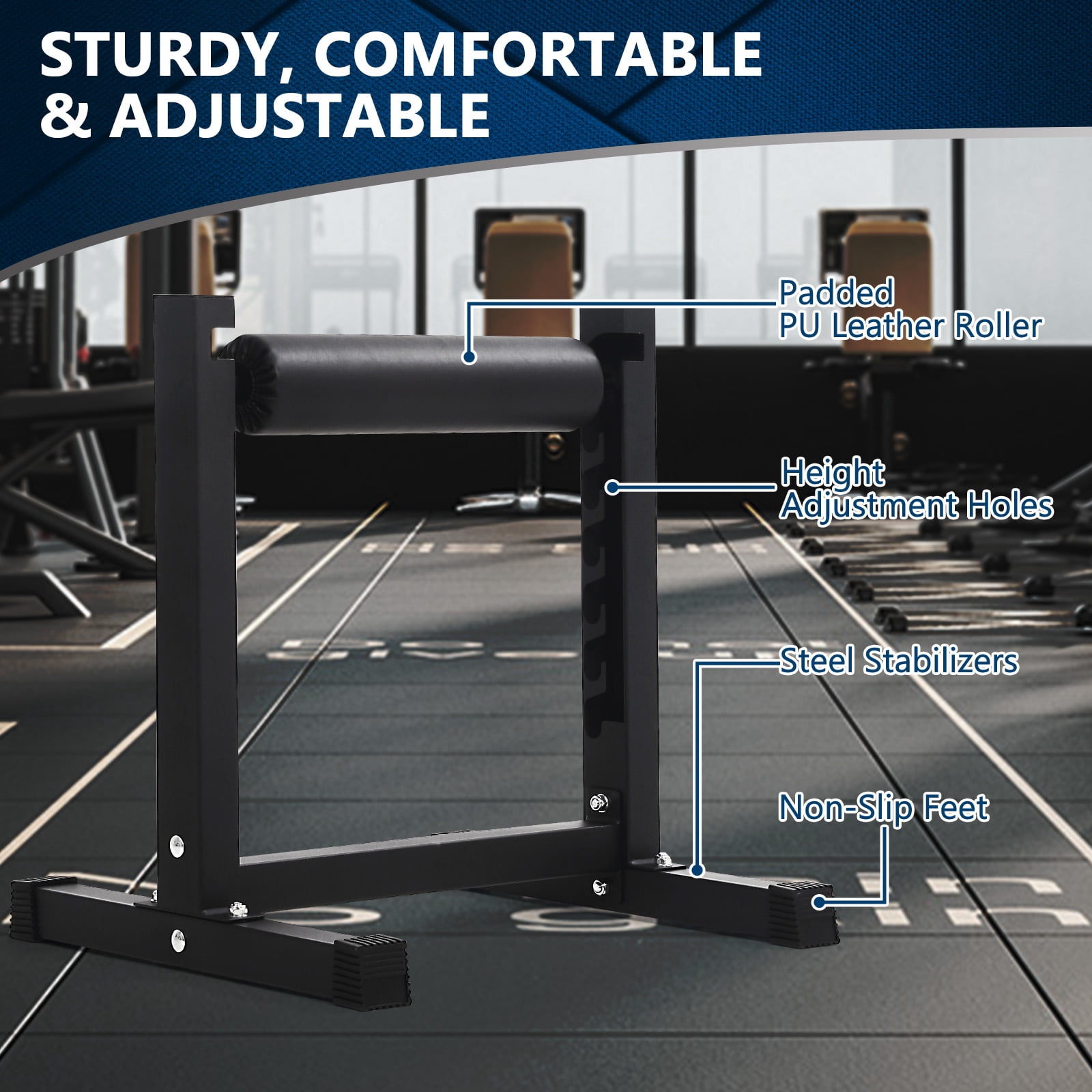 COZONY Bulgarian Split Squat Stand, Heavy Duty Steel Single Leg Squat Machine with 6 Height Adjustments, 350 lb Capacity for Home Gym,Black