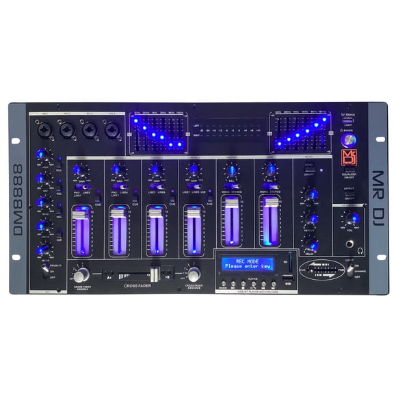 MR DJ DM8888 6-Channel 19-Inch DJ Mixer, Metal Housing, Bluetooth Audio Streaming with Built-In Audio Effects