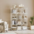thumbnail image 2 of Cube Storage Organizer, Wire Cube Storage, 12-Cube Metal Grid Storage Shelf, Modular Cabinet, DIY Cube Bookshelf, for Living Room, Bedroom, Study, White, 2 of 18