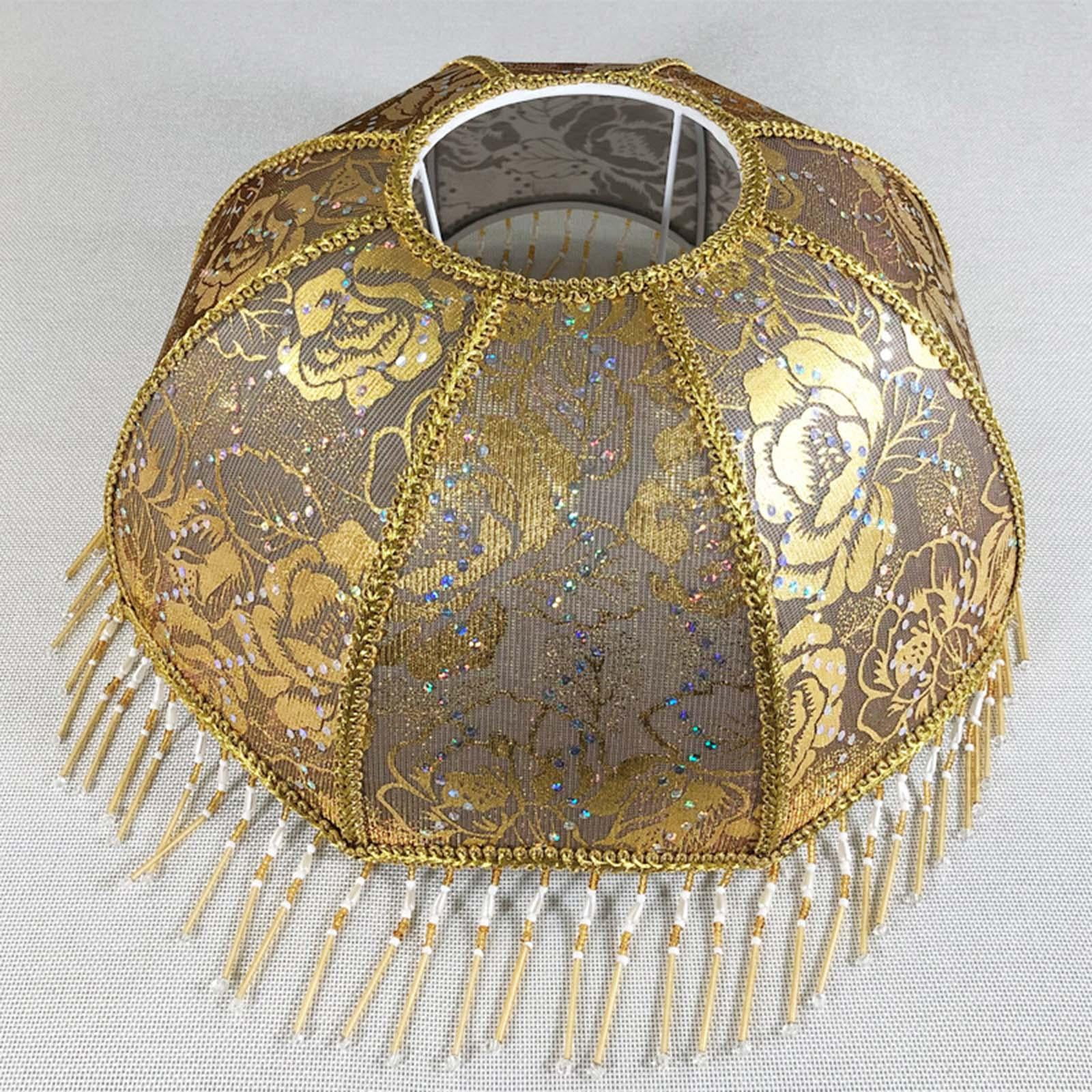 Abat-jour En Tissu Rétro Avec Pompons - Housse De Lampe Décorative 31x32 Cm - Pour Salon, Chambre - Lumière Douce Et Protection Des Yeux - 7