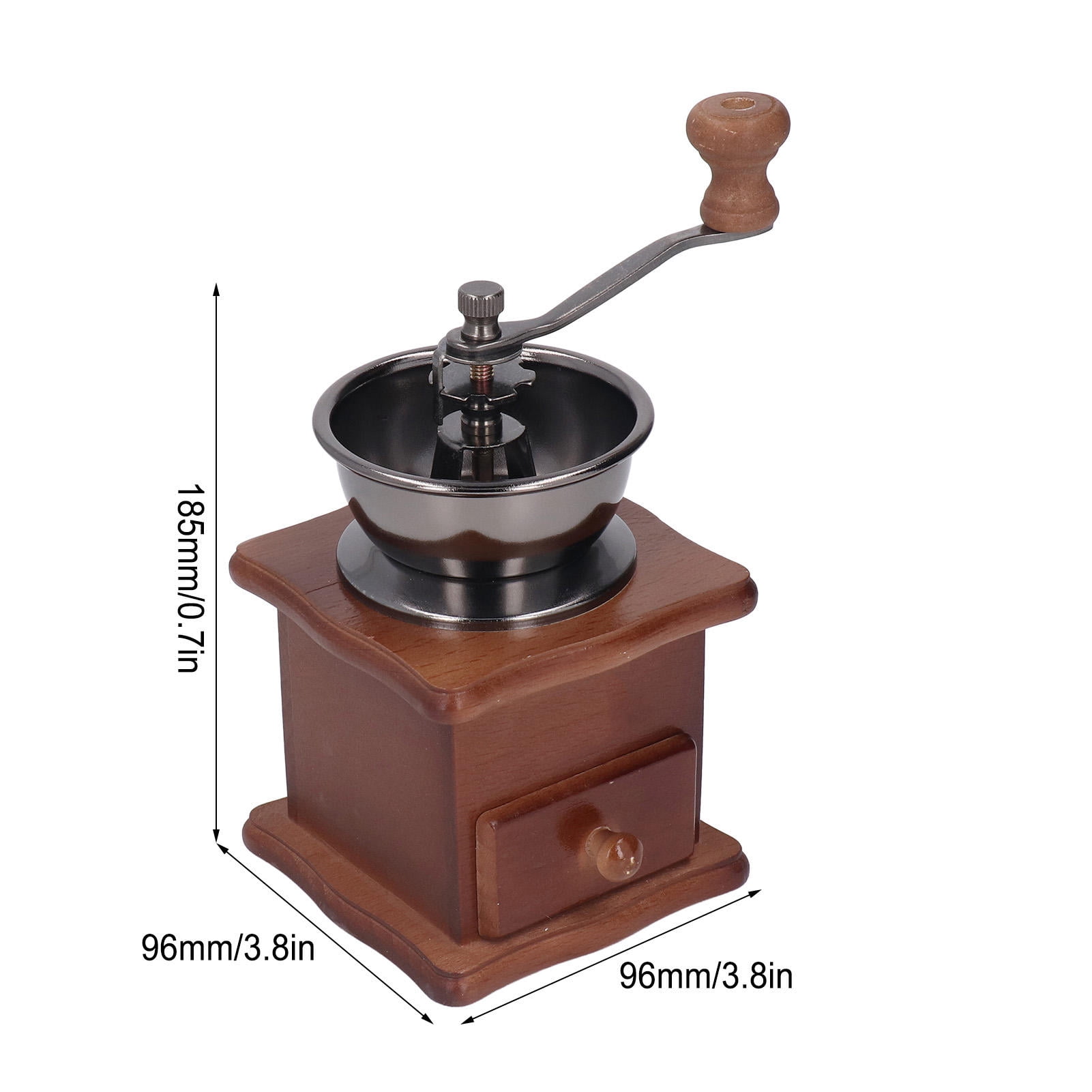 BOKYAN Retro Hand‑Grind Coffee Mill – Beech Wood Base, Stainless Steel Core, Adjustable Coarse to Fine Grind, Manual Coffee Grinder for Home & Office