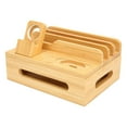 thumbnail image 4 of Bamboo Multi Devices Charging Station Charging Dock Stand Rack for Phone Tablet Watch, 4 of 7