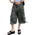thumbnail image 1 of Pantalones De Pierna Ancha Mujer Cargo Camuflaje Harem Capri Pantalones De Mezclilla Fatiga Del Ejército Pantalones Vaqueros Holgados De Talla Grande, 1 of 8