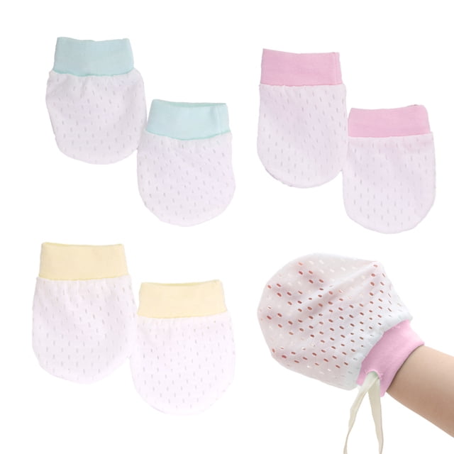 3 pares de guantes de malla para bebés, guantes resistentes a los arañazos para bebés tanto varones como mujeres.