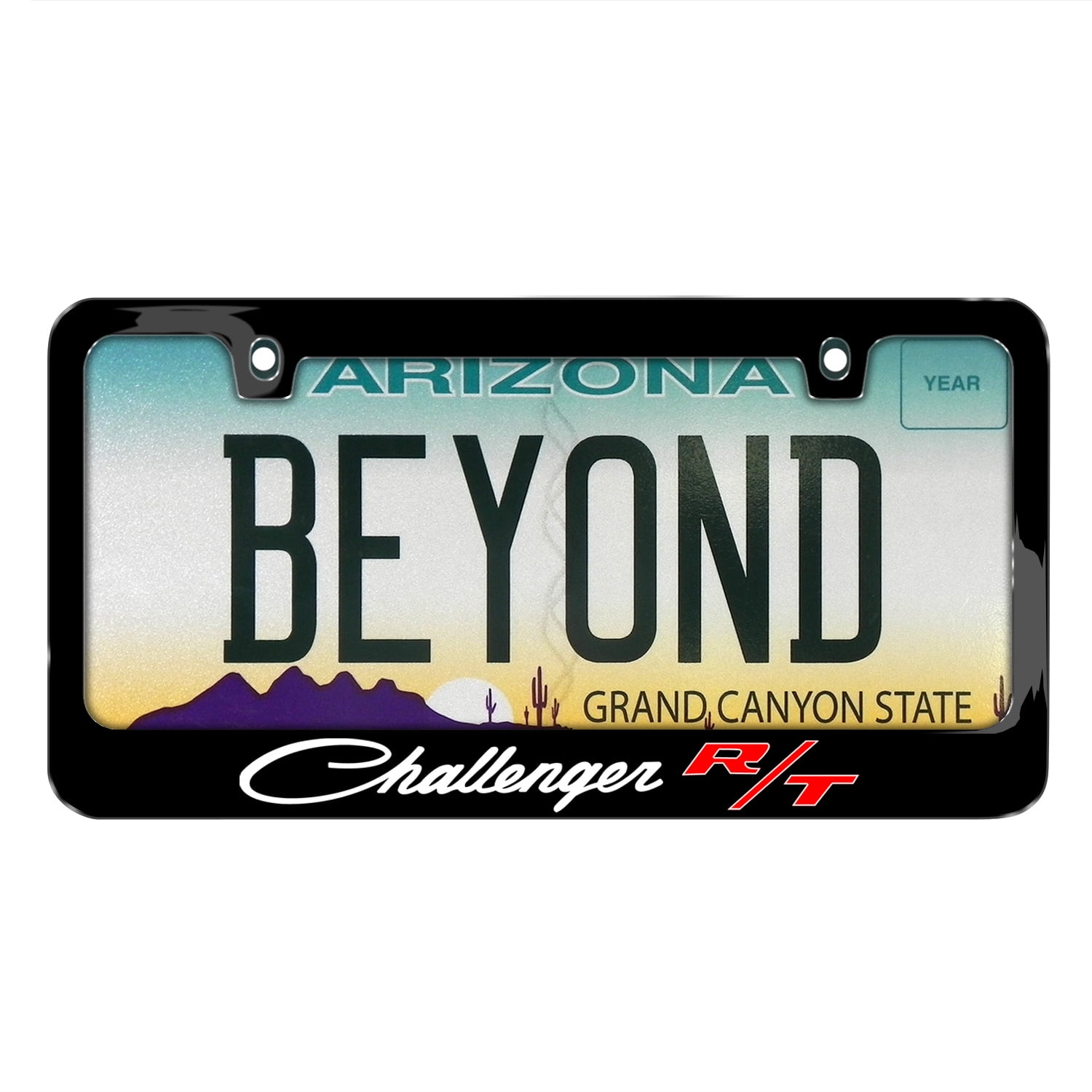 CarBeyondStore Dodge Challenger RT Classic Logo Black Metal License Plate Frame