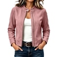 thumbnail image 2 of Caywon Women's Jacket, Solid Color Stand Collar Full Zip Long Sleeve with Side Pockets, Casual Outerwear for Spring Fall Everyday Wear, 2 of 9