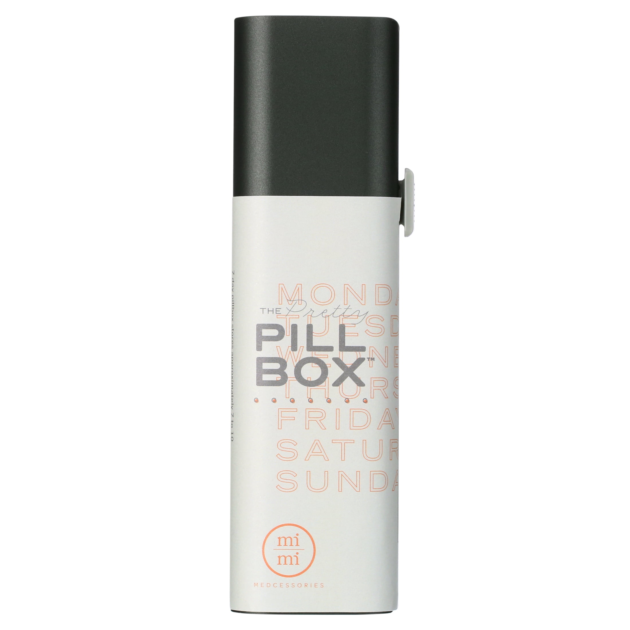 7 Day Pretty Pillbox | Wide Weekly Pill Organizer for Vitamins, Supplements & Pills by Mimi Medcessories | Steele